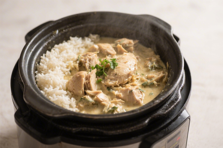 Delicious One-Pot Pressure Cooked Creamy Chicken and Rice
