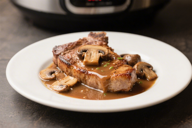 Tender & Tasty Pressure Cooker Pork Chops With Mushroom Gravy
