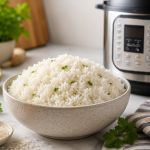 bowl of rice on counter